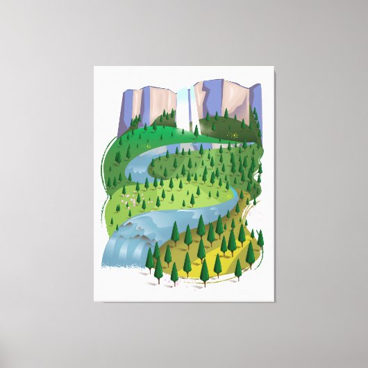 Waterval Landschap Canvas Afdruk (Voorkant)