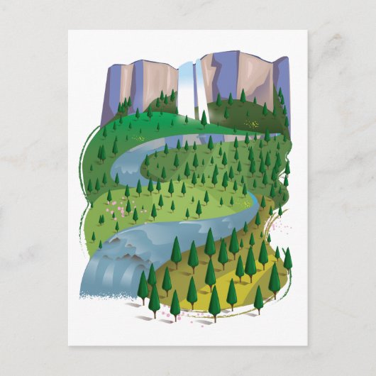 Waterval Landschap Feestdagenkaart (Voorkant)