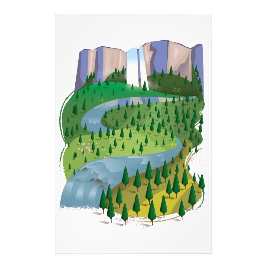 Waterval Landschap Foto Afdruk (Voorkant)