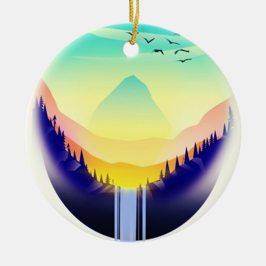 Waterval Landschap Keramisch Ornament (Voorkant)
