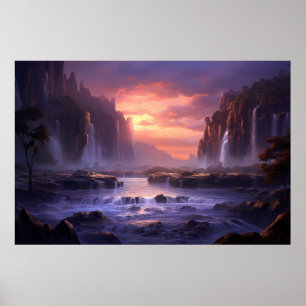 Waterval Majestueus mooi landschap Poster