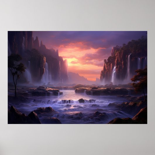 Waterval Majestueus mooi landschap Poster (Voorkant)