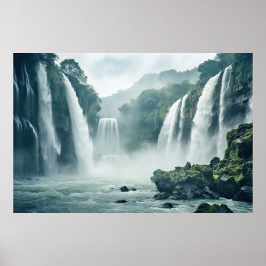 Waterval Majestueus mooi landschap Poster (Voorkant)