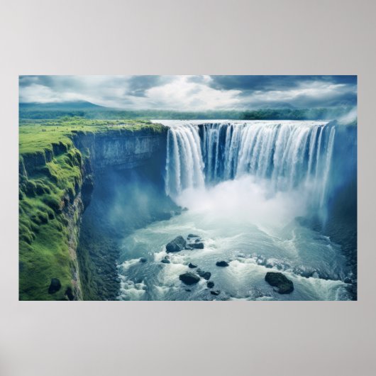 Waterval Majestueus mooi landschap Poster (Voorkant)