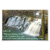Waterval met John 7:38 Foto Afdruk (Voorkant)