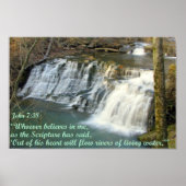 Waterval met John 7:38 Poster (Voorkant)