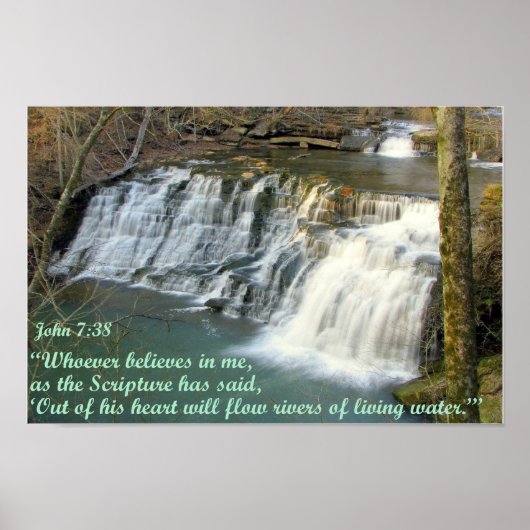 Waterval met John 7:38 Poster (Voorkant)