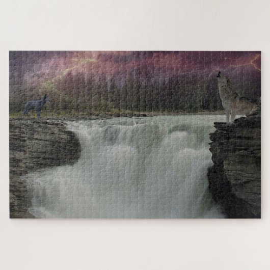 Waterval met Wolven Legpuzzel (Horizontaal)