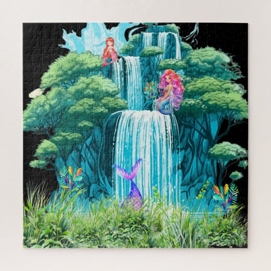 waterval met zeemeerminnen legpuzzel (Verticaal)