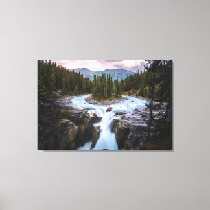 Waterval   Nationaal Park Jasper, Canada Canvas Afdruk