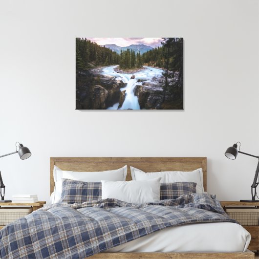 Waterval | Nationaal Park Jasper, Canada Canvas Afdruk (Insitu (Slaapkamer))