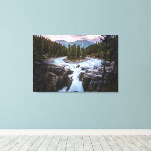 Waterval | Nationaal Park Jasper, Canada Canvas Afdruk (Insitu (Houten vloer))