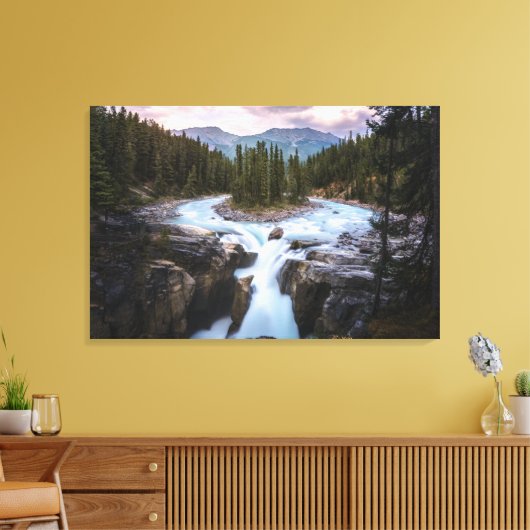 Waterval | Nationaal Park Jasper, Canada Canvas Afdruk (Insitu (Woonkamer))