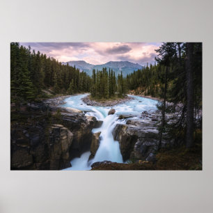 Waterval   Nationaal Park Jasper, Canada Poster
