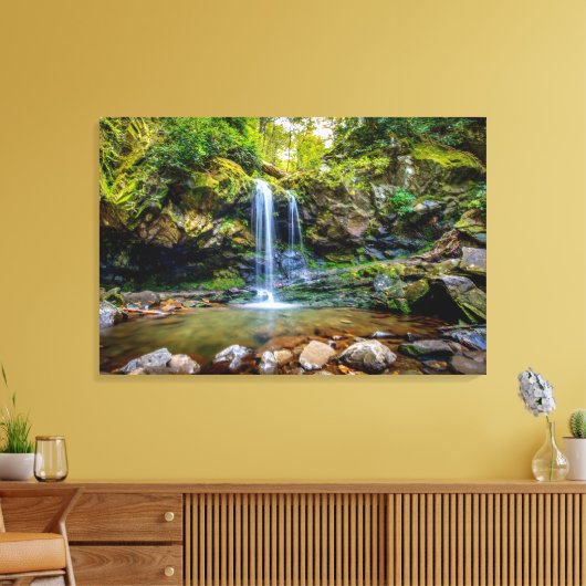 Waterval | Nationaal park Smokey Mountain Canvas Afdruk (Insitu (Woonkamer))
