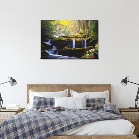Waterval | Nationaal park van het Grote Smoky Moun Canvas Afdruk (Insitu (Slaapkamer))