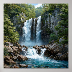 Waterval Natuur Foto Kunst Schilderachtig Bos Casc Poster
