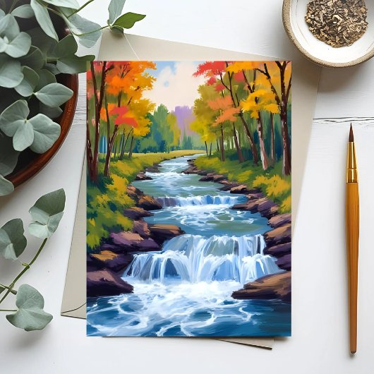 Waterval Natuur Landschap Schilderij Briefkaart