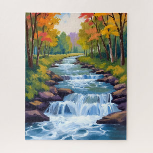 Waterval Natuur Landschap Schilderij Legpuzzel