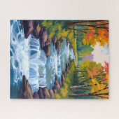 Waterval Natuur Landschap Schilderij Legpuzzel (Horizontaal)
