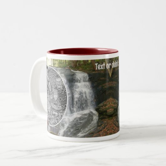  waterval olieverfschilderij Voeg je foto toe Tweekleurige Koffiemok (Voorkant links)