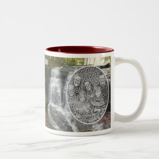  waterval olieverfschilderij Voeg je foto toe Tweekleurige Koffiemok (Rechts)