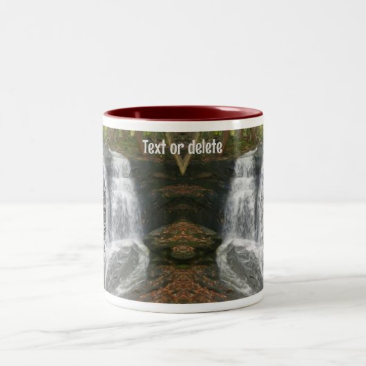  waterval olieverfschilderij Voeg je foto toe Tweekleurige Koffiemok (Center)