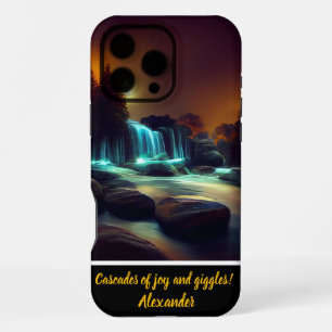 Waterval onder maanlicht 's nachts iPhone 16 pro max hoesje