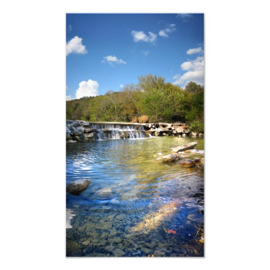 Waterval op Barton Creek in Austin Texas 2 Foto Afdruk (Voorkant)