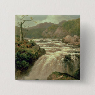Waterval op de Neath, South Wales Vierkante Button 5,1 Cm