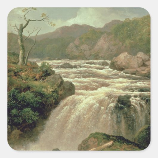 Waterval op de Neath, South Wales Vierkante Sticker (Voorkant)