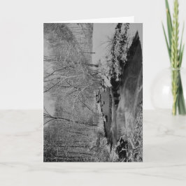 Waterval op een besneeuwde dag feestdagen kaart