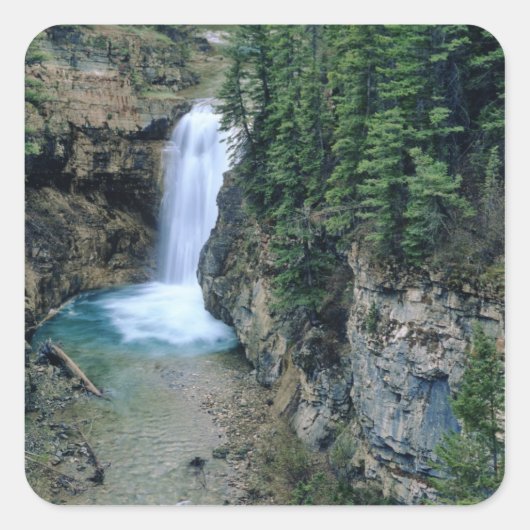 Waterval op Herfsten Creek in Lewis en Clark Vierkante Sticker (Voorkant)