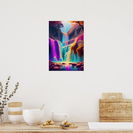Waterval Psychedelische kunst Poster (Keuken)
