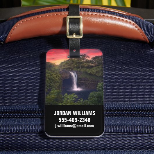 Waterval | Rainbow-Herfsten, Hilo, Hawaii Bagagelabel (Voorkant Insitu 2)