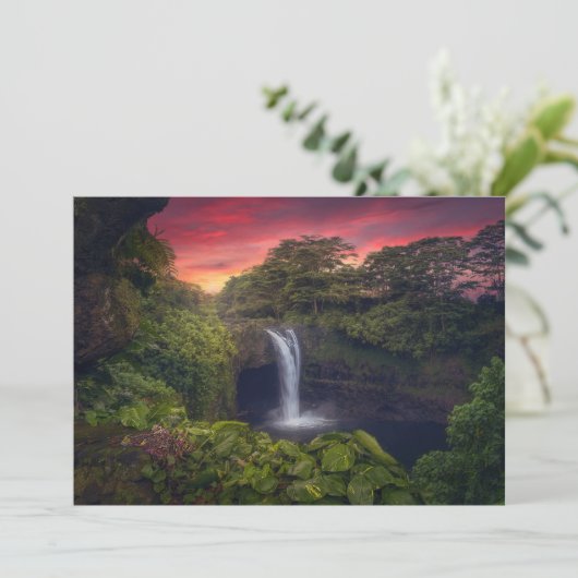Waterval | Rainbow-Herfsten, Hilo, Hawaii Bedankkaart (Staand voorkant)