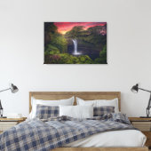 Waterval | Rainbow-Herfsten, Hilo, Hawaii Canvas Afdruk (Insitu (Slaapkamer))