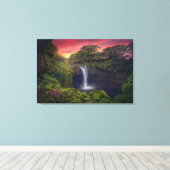 Waterval | Rainbow-Herfsten, Hilo, Hawaii Canvas Afdruk (Insitu (Houten vloer))