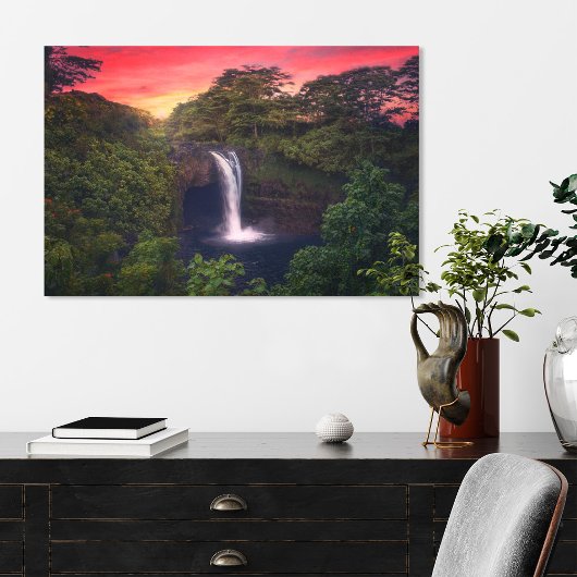 Waterval | Rainbow-Herfsten, Hilo, Hawaii Canvas Afdruk