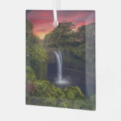 Waterval | Rainbow-Herfsten, Hilo, Hawaii Glas Ornament (Voorkant links)