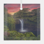 Waterval | Rainbow-Herfsten, Hilo, Hawaii Glas Ornament (Voorkant)