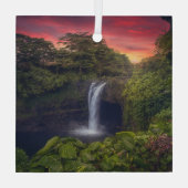 Waterval | Rainbow-Herfsten, Hilo, Hawaii Glas Ornament (Achterkant)