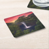 Waterval | Rainbow-Herfsten, Hilo, Hawaii Kartonnen Onderzetters (Schuin)