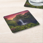 Waterval | Rainbow-Herfsten, Hilo, Hawaii Kartonnen Onderzetters (Schuin)