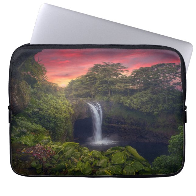 Waterval | Rainbow-Herfsten, Hilo, Hawaii Laptop Sleeve (Voorkant)