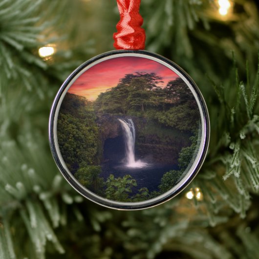 Waterval | Rainbow-Herfsten, Hilo, Hawaii Metalen Ornament (Boom)