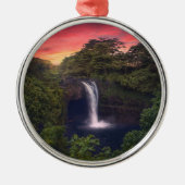Waterval | Rainbow-Herfsten, Hilo, Hawaii Metalen Ornament (Voorkant)