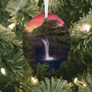 Waterval   Rainbow-Herfsten, Hilo, Hawaii Metalen Ornament