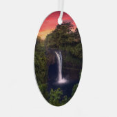 Waterval | Rainbow-Herfsten, Hilo, Hawaii Metalen Ornament (Voorkant Rechts)