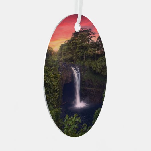 Waterval | Rainbow-Herfsten, Hilo, Hawaii Metalen Ornament (Voorkant Rechts)